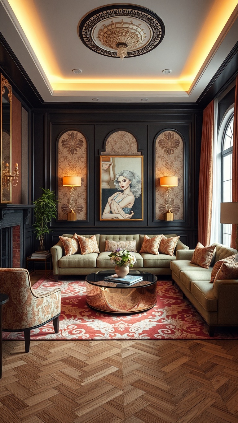 20 Dazzling Ideas for Art Deco Living Rooms: Glam Up Your Space! - 3. Choose Luxurious Fabrics