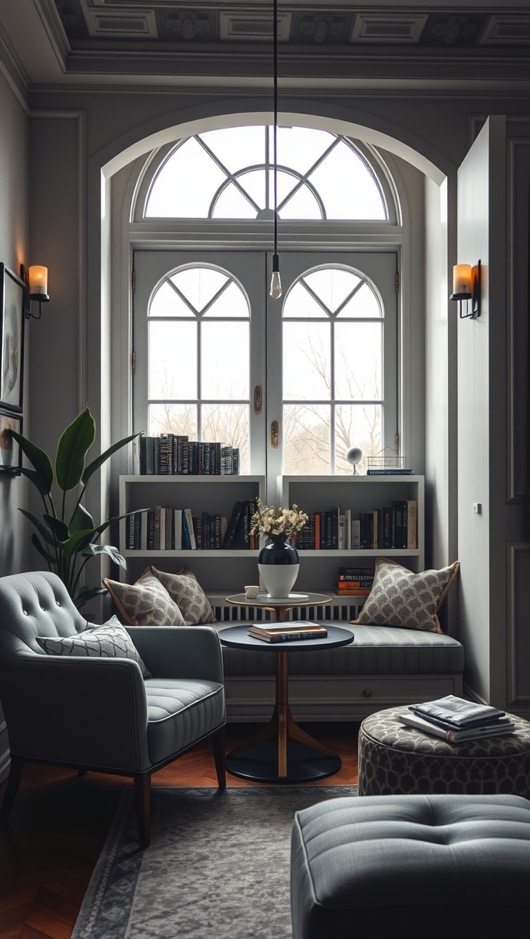 20 Dazzling Ideas for Art Deco Living Rooms: Glam Up Your Space! - 14. Create a Cozy Reading Nook