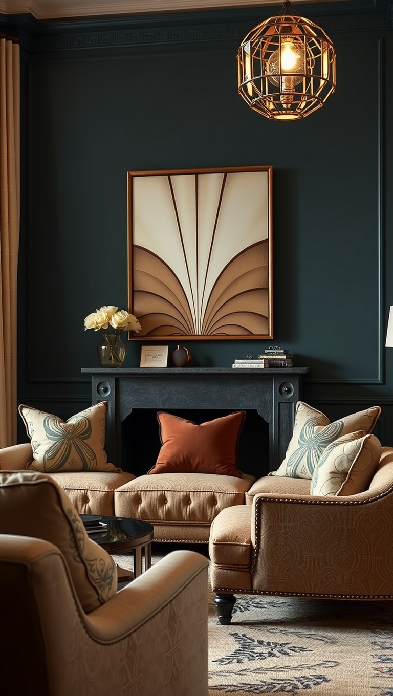20 Dazzling Ideas for Art Deco Living Rooms: Glam Up Your Space! - 17. Accessorize with Art Deco Pillows