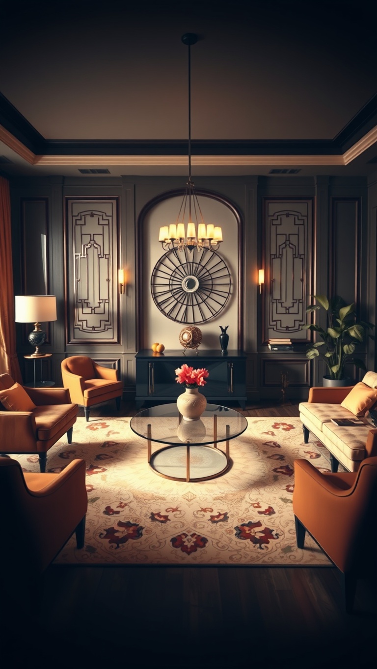 20 Dazzling Ideas for Art Deco Living Rooms: Glam Up Your Space! - 16. Play with Symmetry