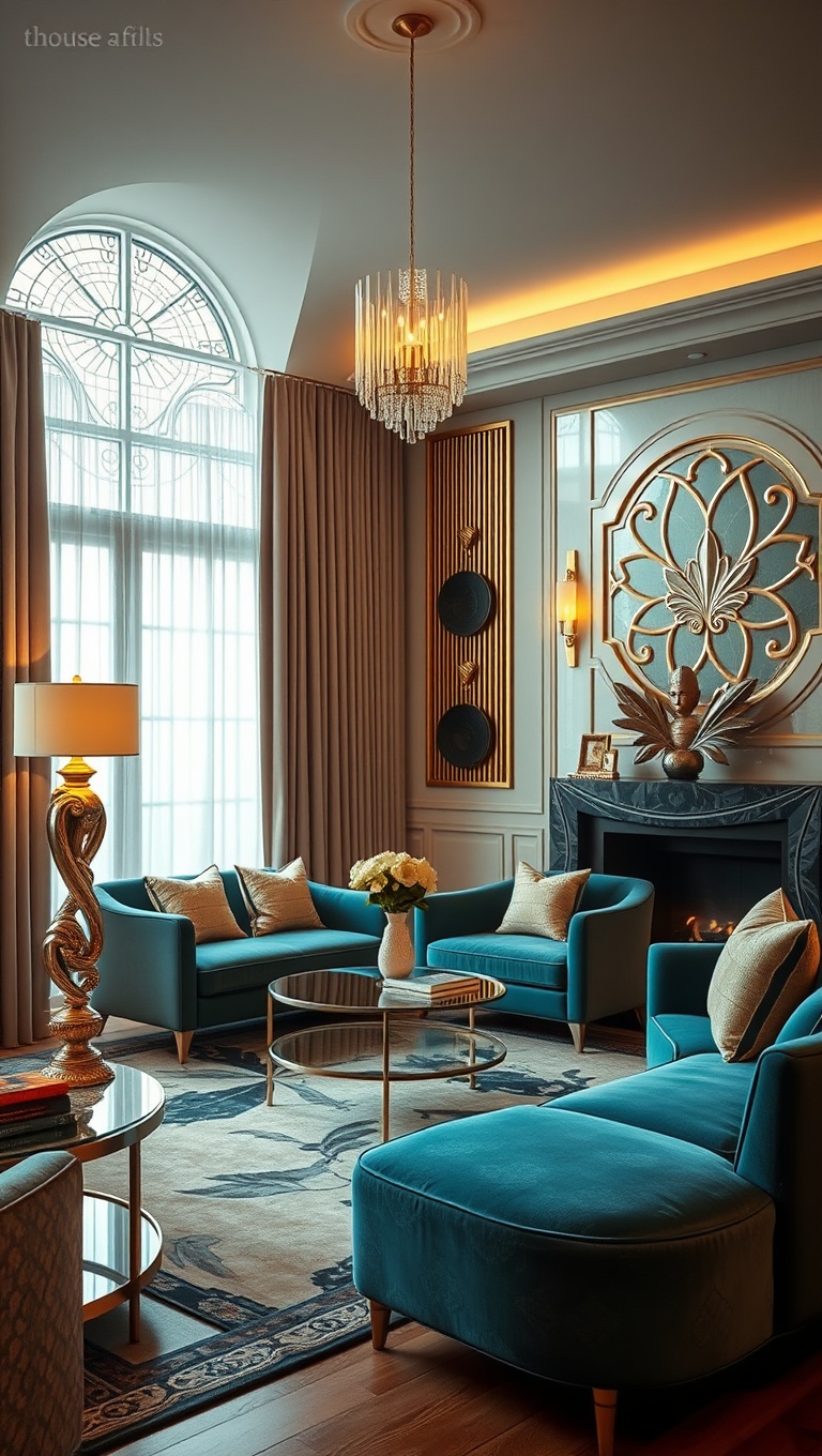 20 Dazzling Ideas for Art Deco Living Rooms: Glam Up Your Space! - 10. Accent with Gold and Silver