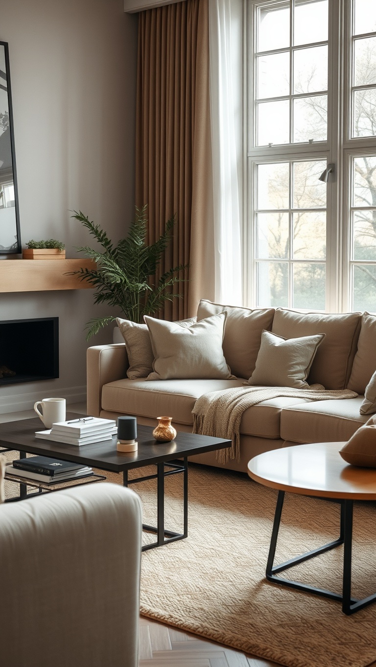 20 Stunning Ideas to Elevate Your Beige Couch Living Room - 15. Use a Soft, Neutral Color Palette