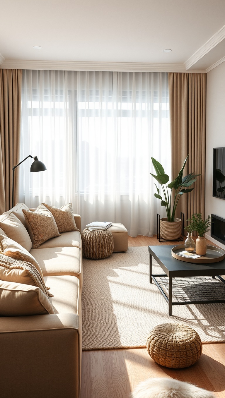 20 Stunning Ideas to Elevate Your Beige Couch Living Room - 20. Embrace Minimalism for a Clean Look