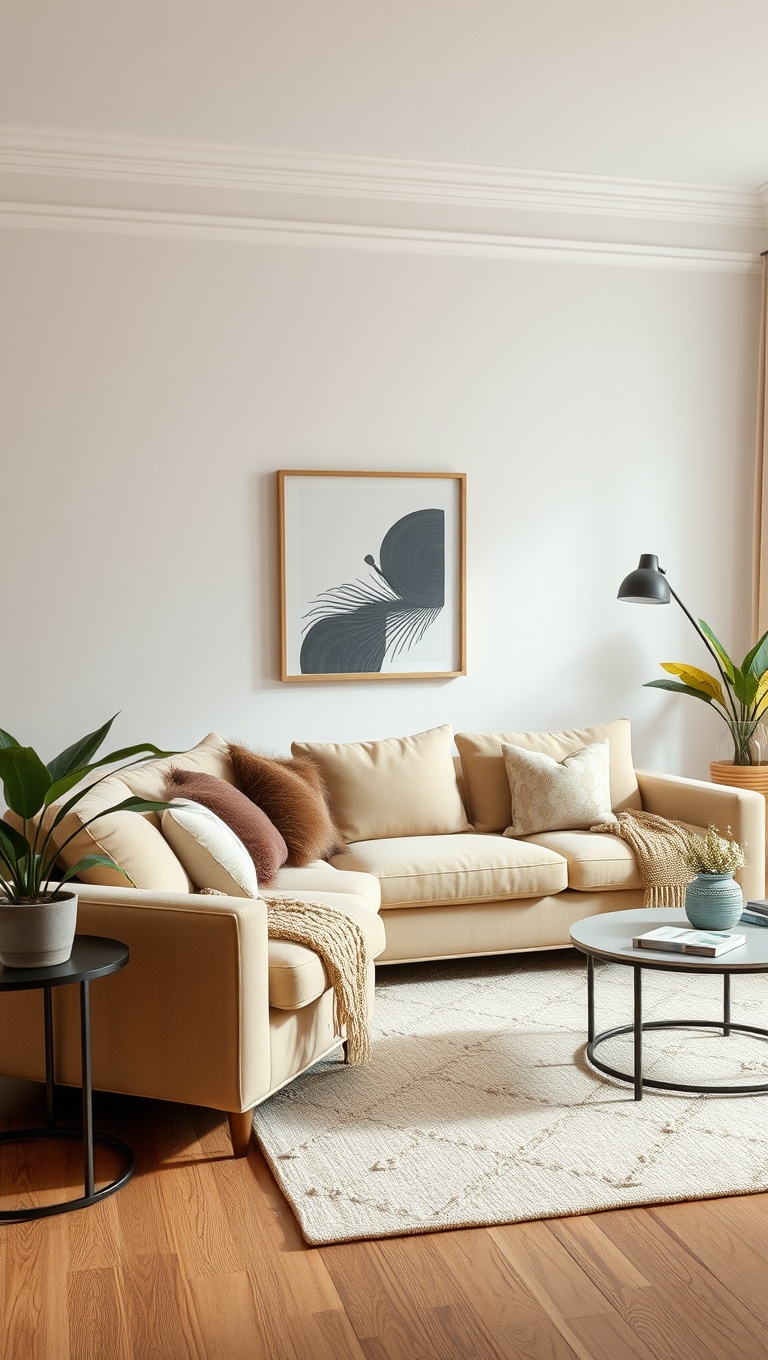 20 Stunning Ideas to Elevate Your Beige Couch Living Room - 5. Incorporate Natural Elements