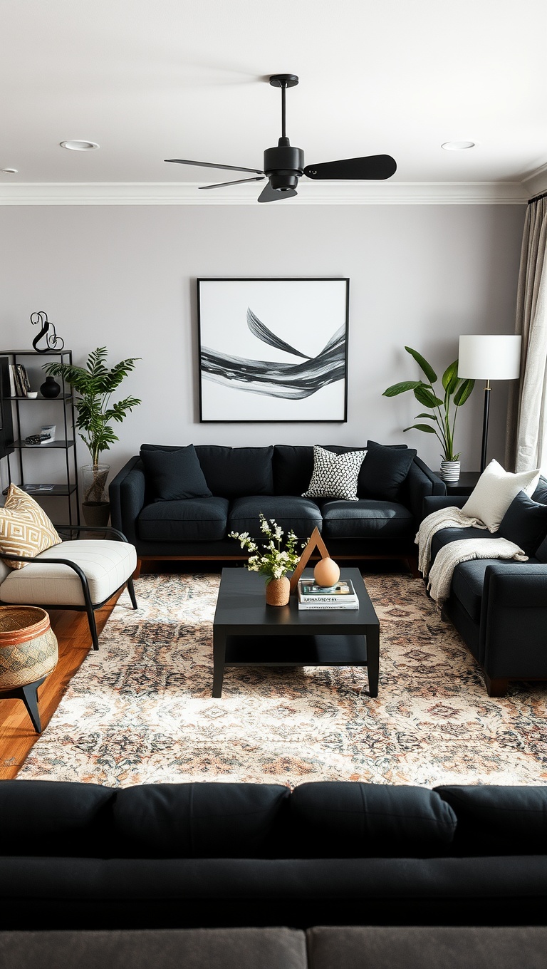 20 Chic Ideas for Styling Your Black Couch Living Room - Seasonal Swaps: Change it Up Throughout the Year