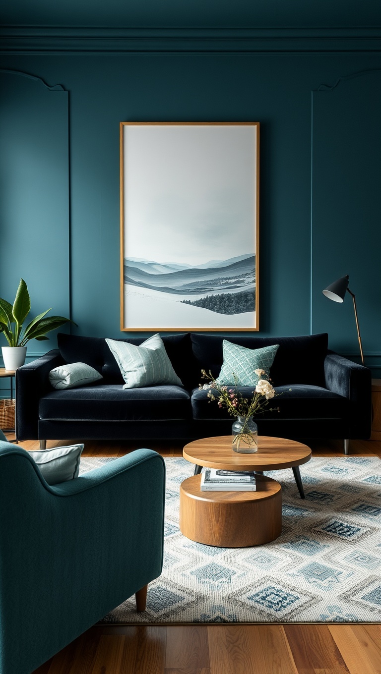 20 Chic Ideas for Styling Your Black Couch Living Room - Coastal Calm: Beachy Blues and Greens