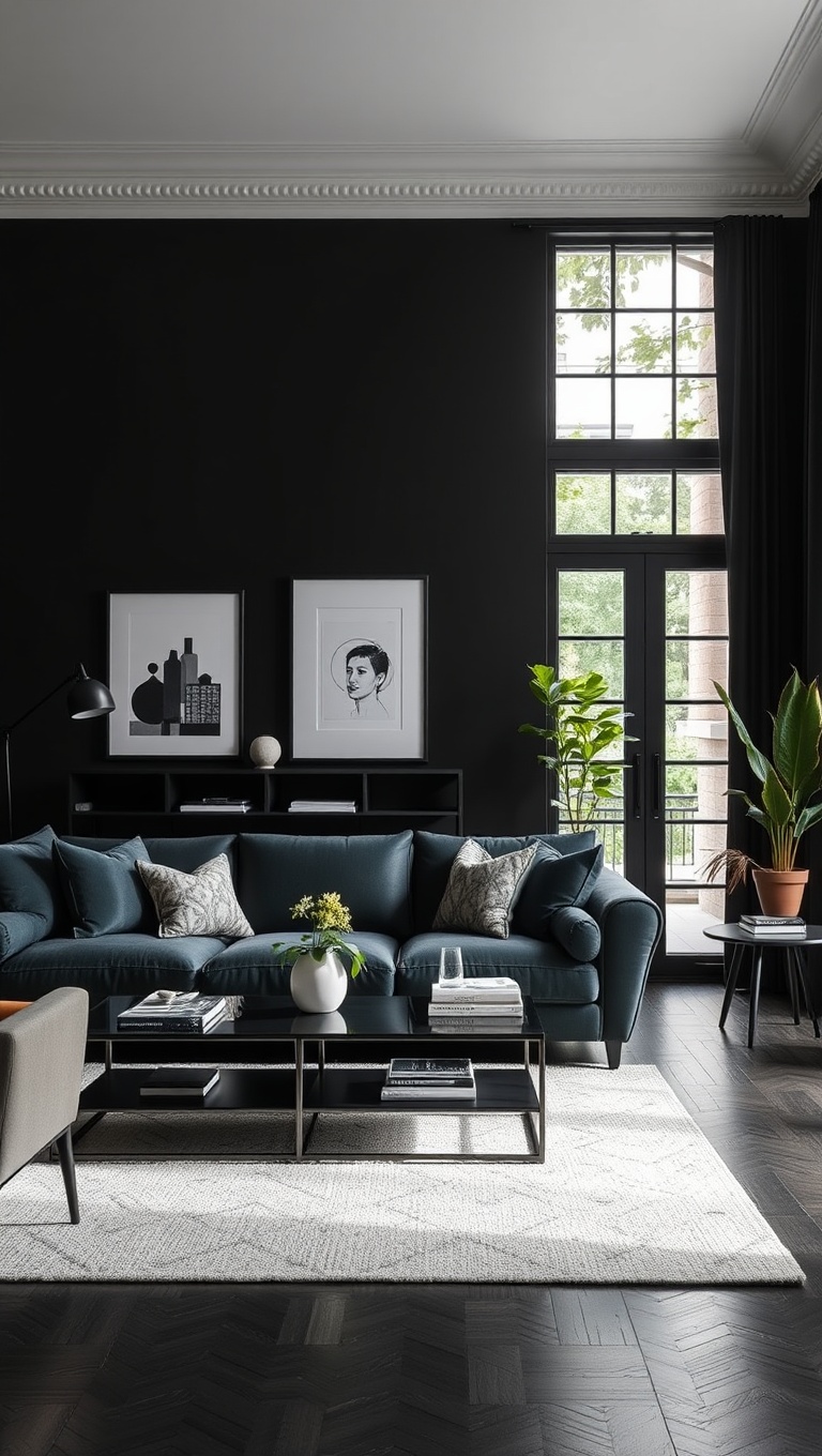 20 Chic Ideas to Elevate Your Black Living Room Style - 13. Statement Furniture: Make a Bold Choice