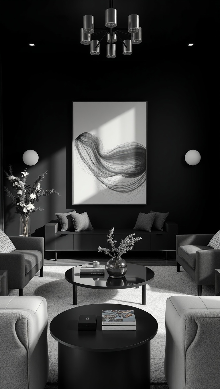 20 Chic Ideas to Elevate Your Black Living Room Style - 12. Minimalist Approach: Less is More