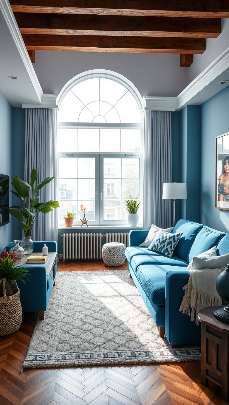 20 Stunning Ideas to Style Your Blue Couch Living Room - 1. Brighten Up with White Accents