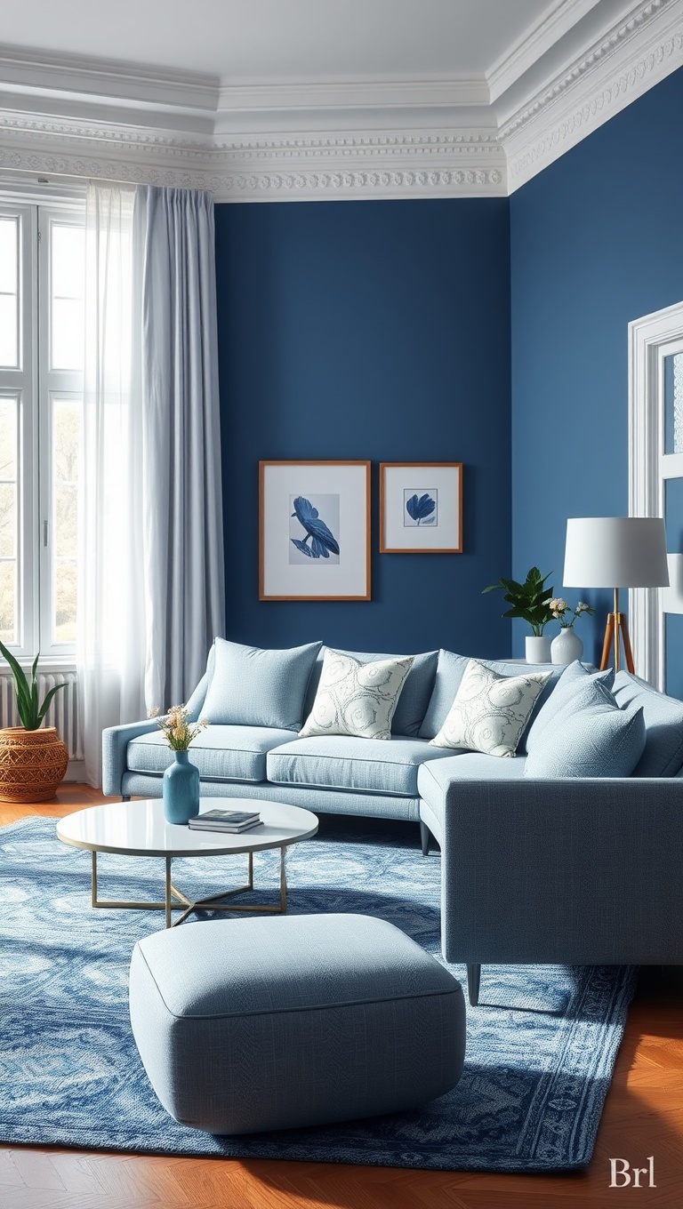 20 Stunning Ideas to Create a Dreamy Blue Living Room - 12. Blue Decor for Minimalist Living Rooms