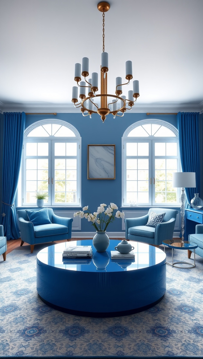 20 Stunning Ideas to Create a Dreamy Blue Living Room - 11. Chic Blue Coffee Tables