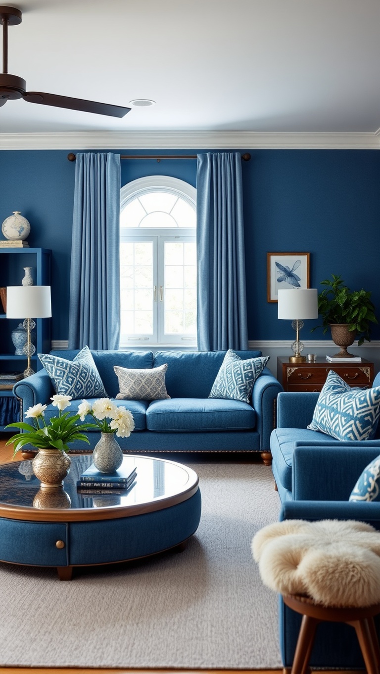 20 Stunning Ideas to Transform Your Living Room with Blue - 8. Denim Blue Furniture: Casual Elegance