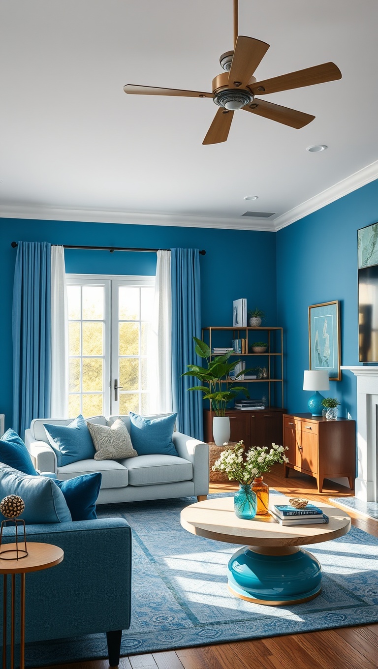 20 Stunning Ideas to Create a Dreamy Blue Living Room - 9. Brightening Up with Aqua Accessories