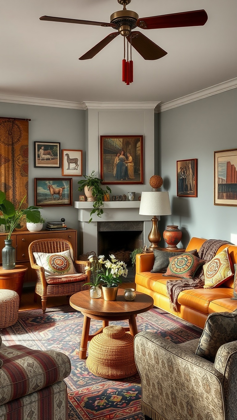 20 Bohemian Living Room Ideas to Transform Your Space - 7. Vintage Finds: Thrift Shop Treasures