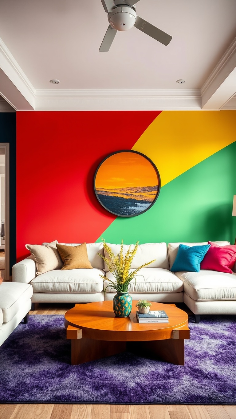 20 Vibrant Ideas to Transform Your Living Room into a Colorful Oasis - 1. Bold Accent Walls: Make a Statement!