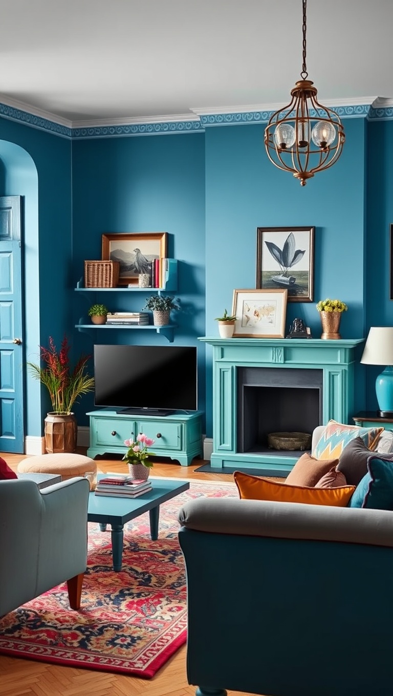 20 Vibrant Ideas to Transform Your Living Room into a Colorful Oasis - 15. Painted Furniture: Transform Old Pieces