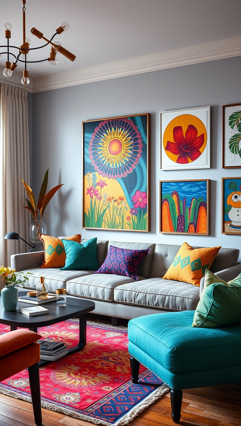 20 Vibrant Ideas to Transform Your Living Room into a Colorful Oasis - 19. DIY Art Projects: Create Your Own Masterpieces