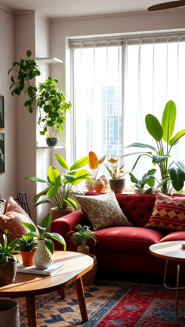 20 Vibrant Ideas to Transform Your Living Room into a Colorful Oasis - 13. Colorful Plants: Bring Nature Indoors