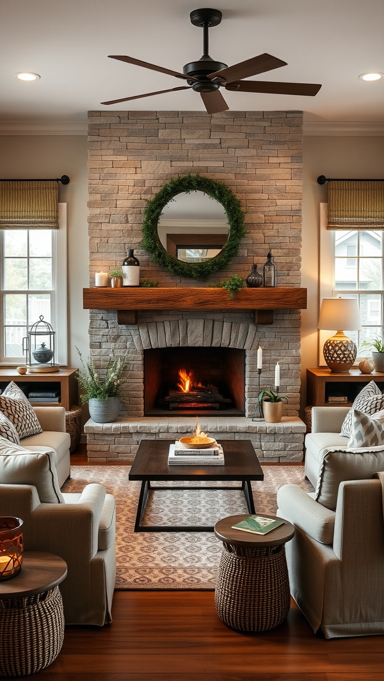 20 Enchanting Ideas for Cottagecore Living Rooms - 11. Create a Fireplace Focal Point