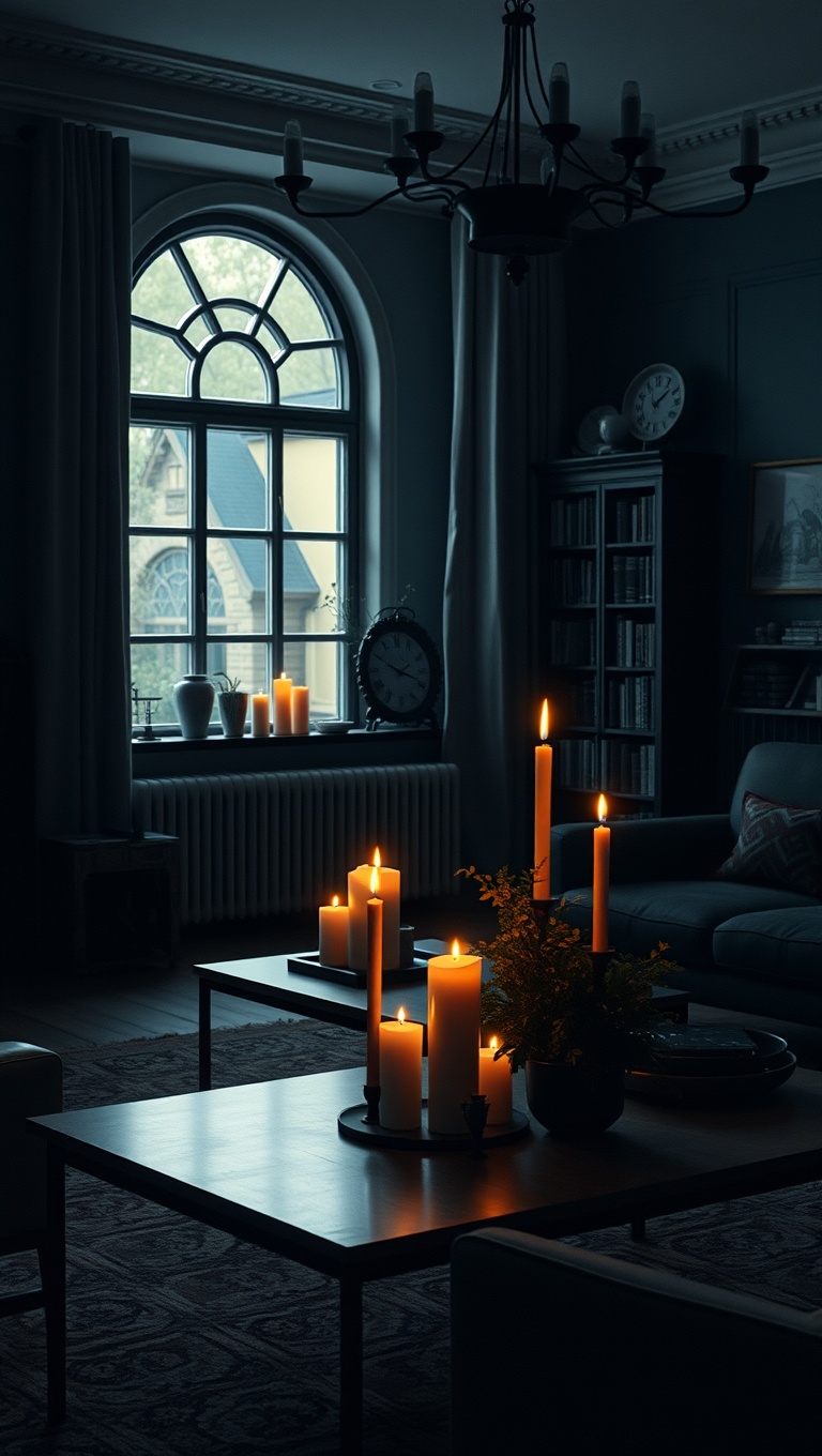 20 Enchanting Ideas for Dark Academia Living Rooms - Stylish Use of Candles