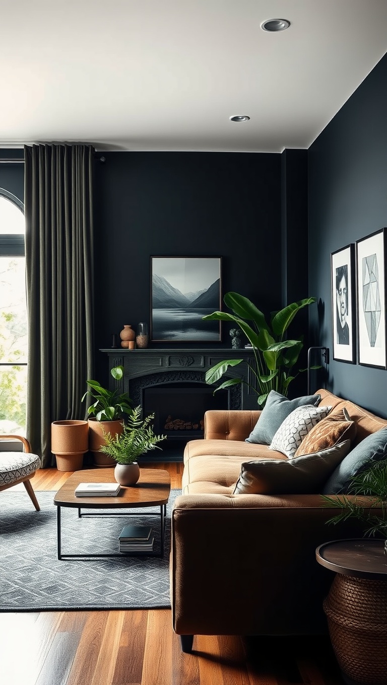 20 Enchanting Ideas for Dark Academia Living Rooms - Integrate Earthy Greenery