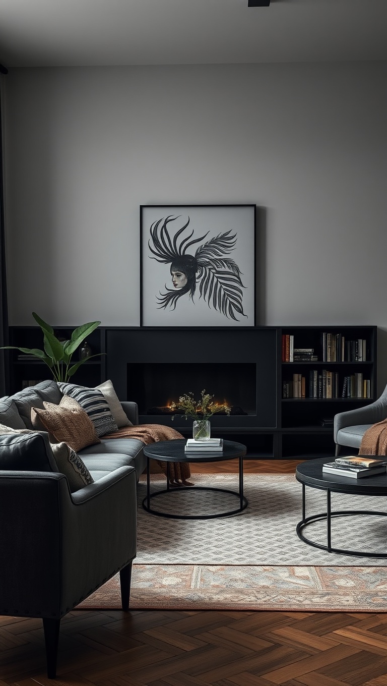 20 Enchanting Ideas for Dark Academia Living Rooms - Include Statement Artwork