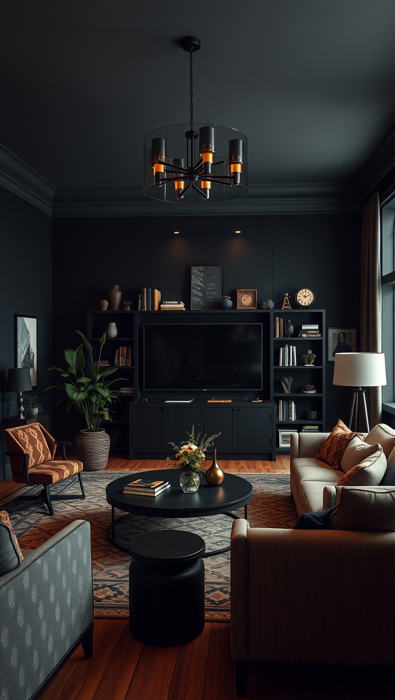 20 Enchanting Ideas for Dark Academia Living Rooms - Mix Modern and Vintage Styles