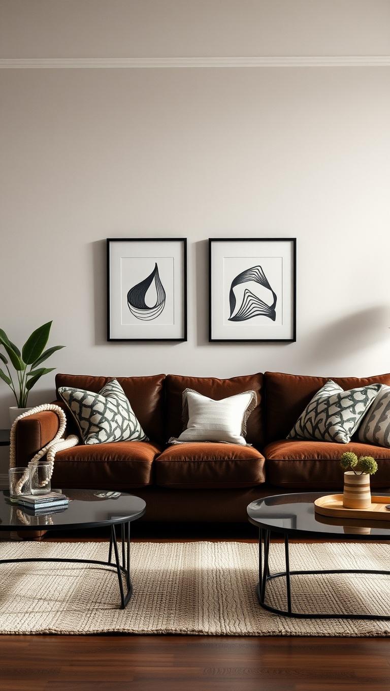 20 Cozy and Chic Ideas for Styling Your Dark Brown Couch Living Room - Showcase Your Personal Style