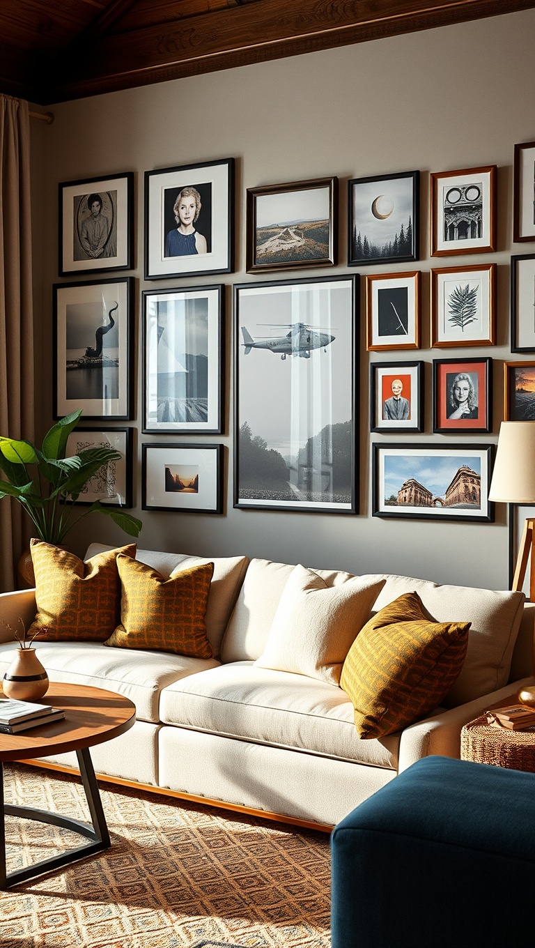 20 Fabulous Ideas to Create Your Eclectic Living Room - 3. Gallery Walls: Showcase Your Art and Memories