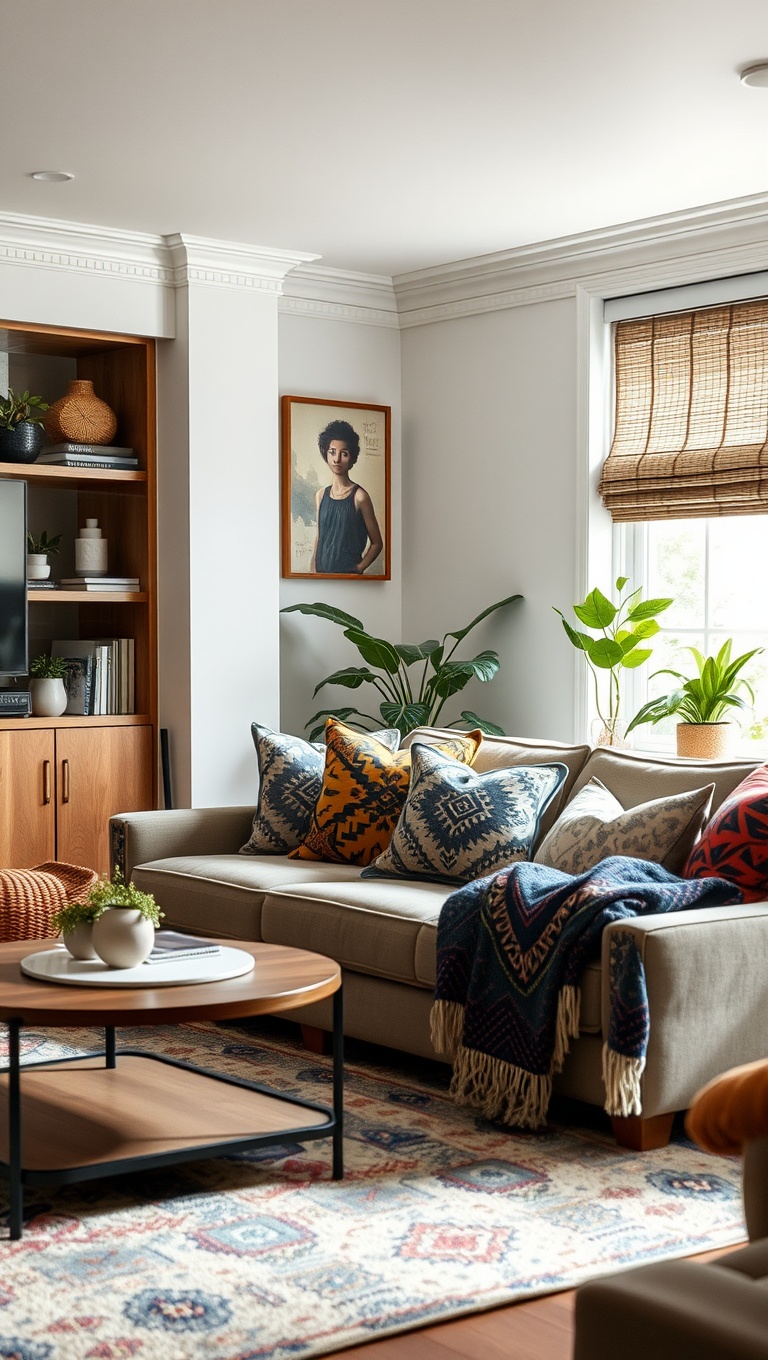 20 Fabulous Ideas to Create Your Eclectic Living Room - 9. Playful Accessories: Fun Pillows and Throws to Cozy Up
