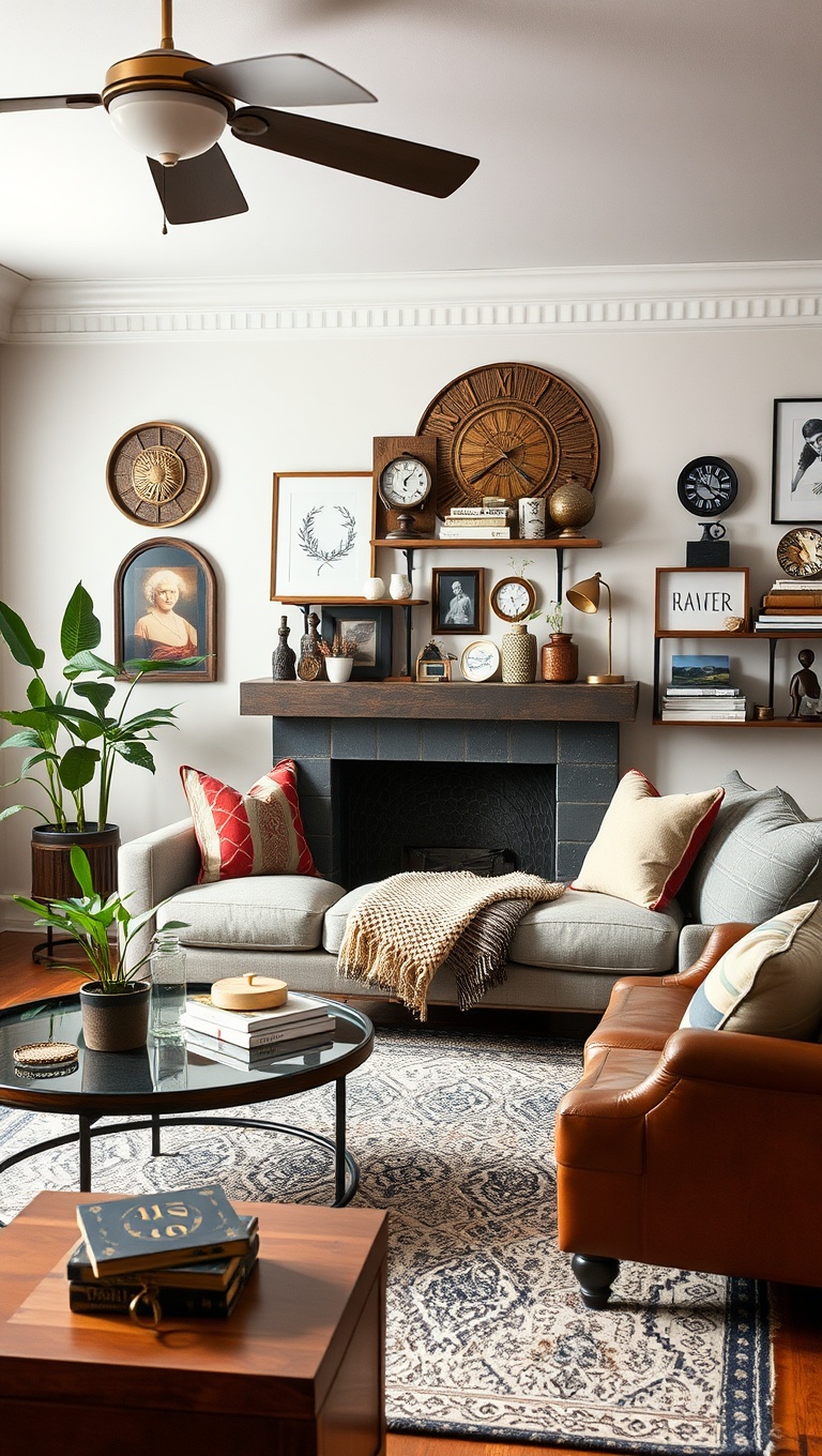 20 Fabulous Ideas to Create Your Eclectic Living Room - 16. Personalized Knick-Knacks: Use Family Heirlooms or DIY Projects