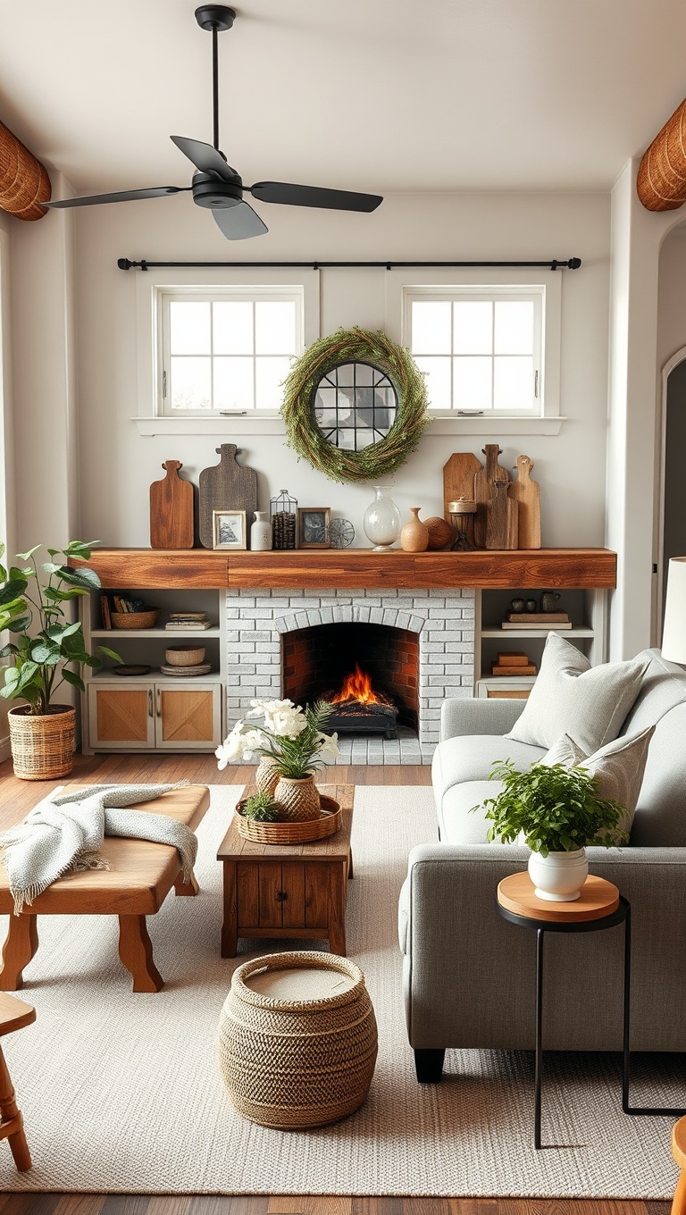 20 Charming Ideas for Your Dream Farmhouse Living Room - 20. Personalize with Handmade Items and Crafts