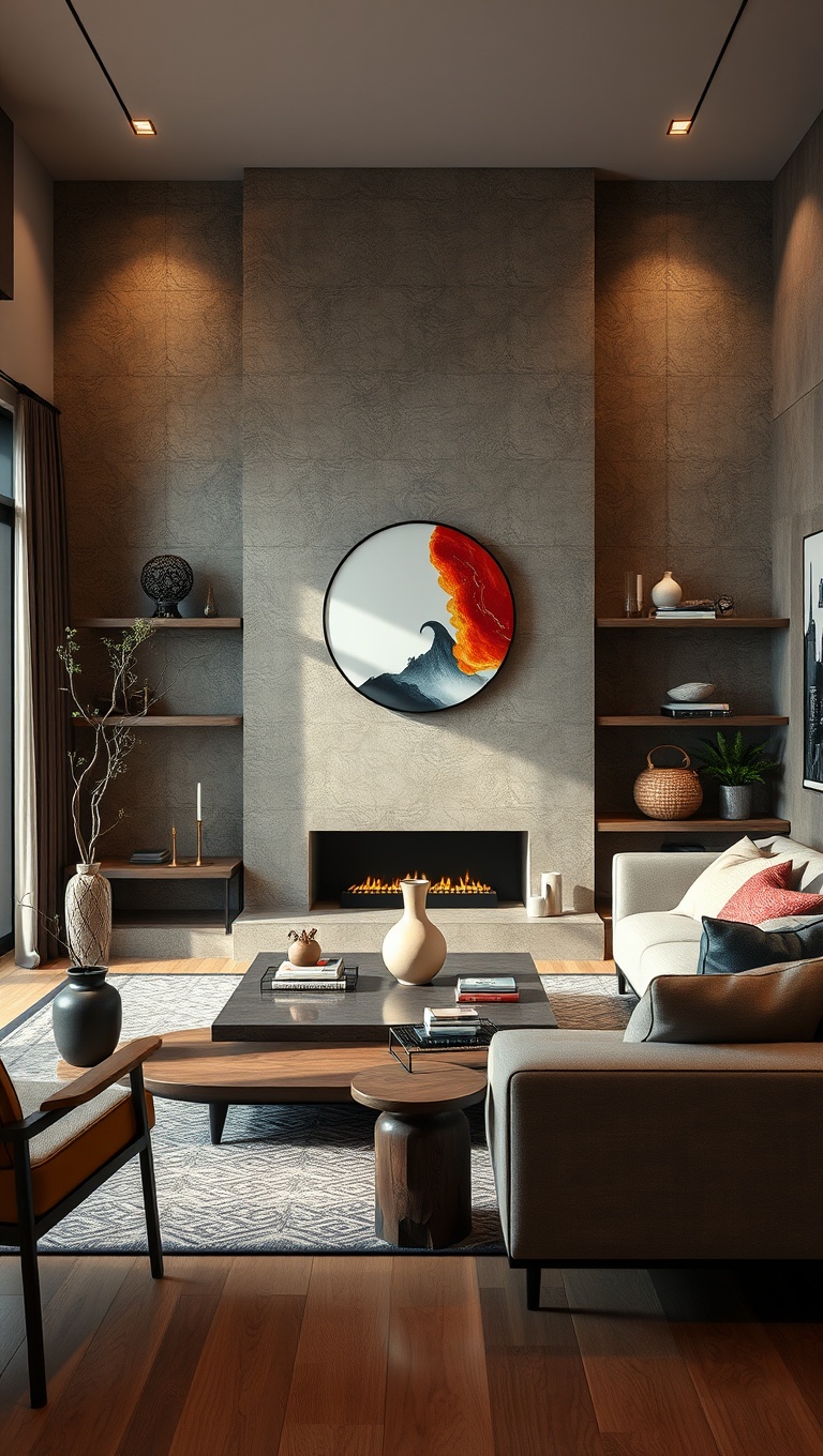 20 Inspiring Ideas to Transform Your Living Room with Feng Shui - 8. Balance Elements: Wood, Fire, Earth, Metal, Water
