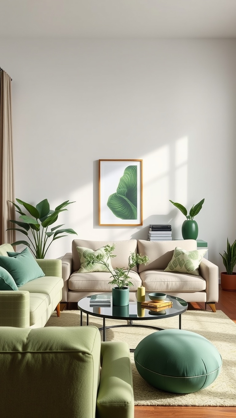 20 Fresh & Fun Ideas for a Green Living Room - Add Green Accessories
