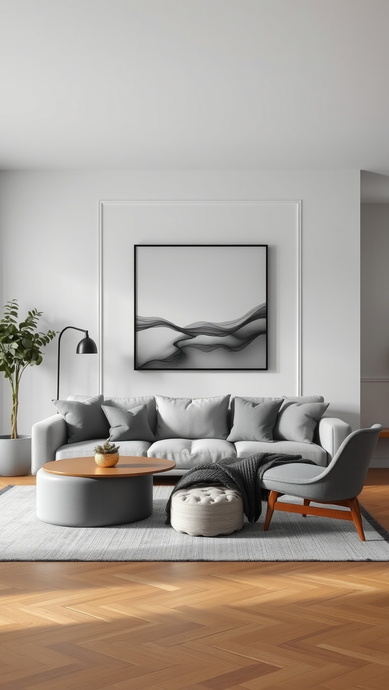 20 Gorgeous Grey Living Room Ideas to Inspire Your Next Makeover - 17. Minimalist Approach: Simple Grey Designs