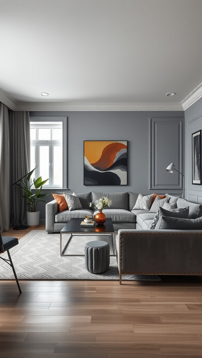 20 Gorgeous Grey Living Room Ideas to Inspire Your Next Makeover - 3. Mix it Up: Grey and Bold Color Pops