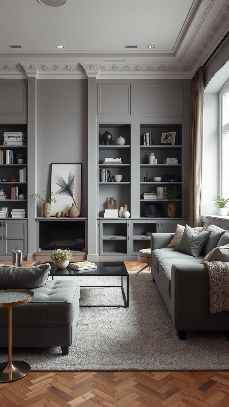 20 Gorgeous Grey Living Room Ideas to Inspire Your Next Makeover - 18. Functional Spaces: Grey Storage Solutions