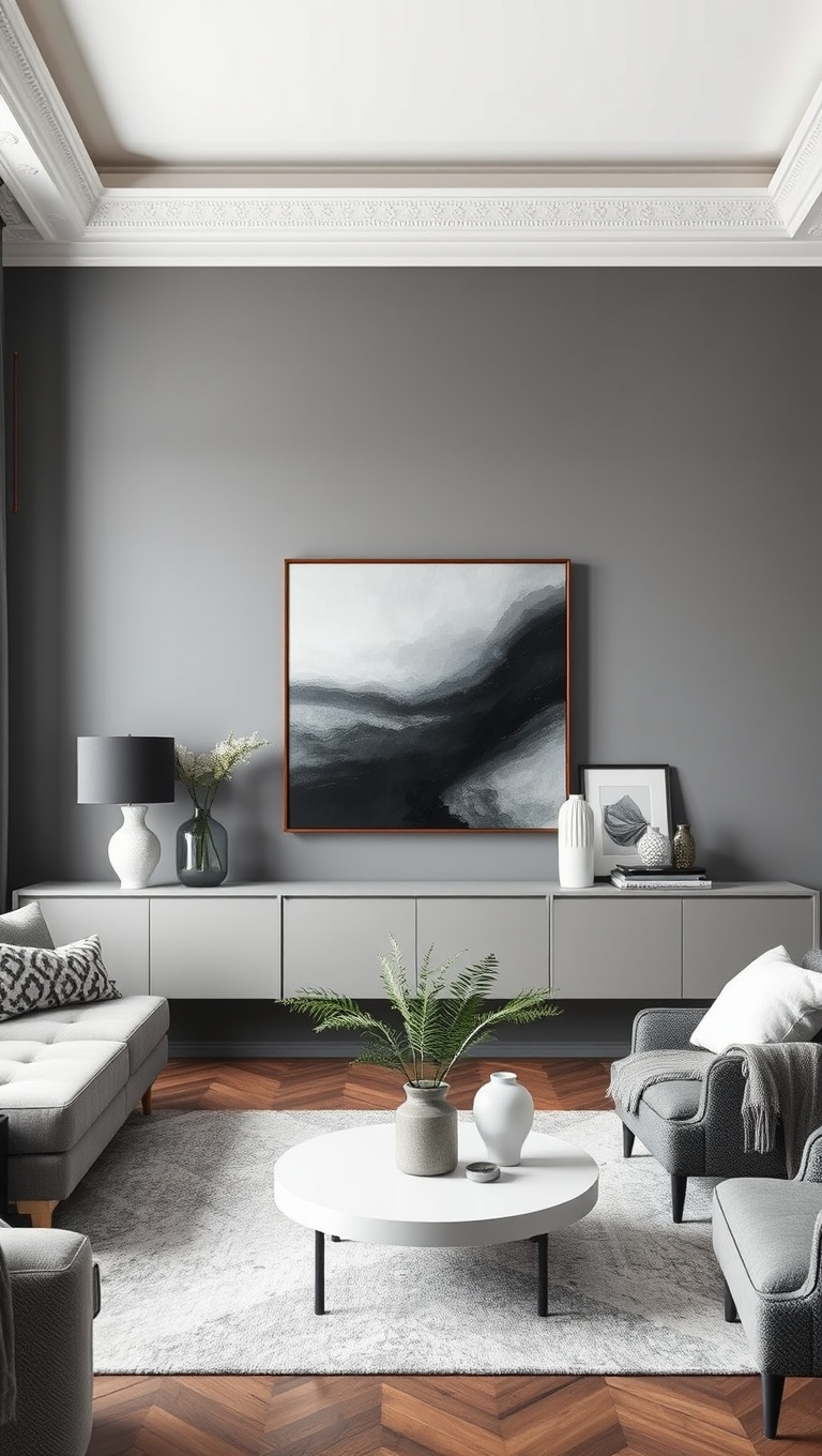 20 Gorgeous Grey Living Room Ideas to Inspire Your Next Makeover - 19. Accent Walls: Bold Grey Statements