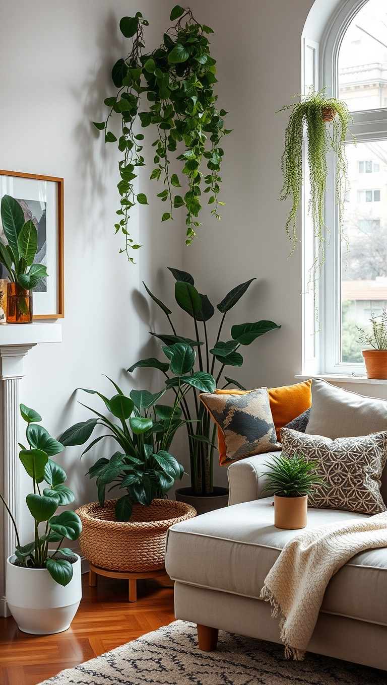 20 Lush Ideas to Bring Your Living Room to Life with Plants - 6. Design a Cozy Reading Nook with Plants