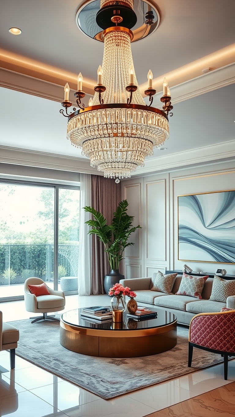 20 Stunning Ideas for a Luxurious Living Room - 3. Invest in a Statement Chandelier
