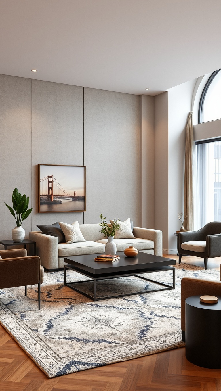 20 Stunning Ideas for a Luxurious Living Room - 8. Incorporate a Stylish Area Rug
