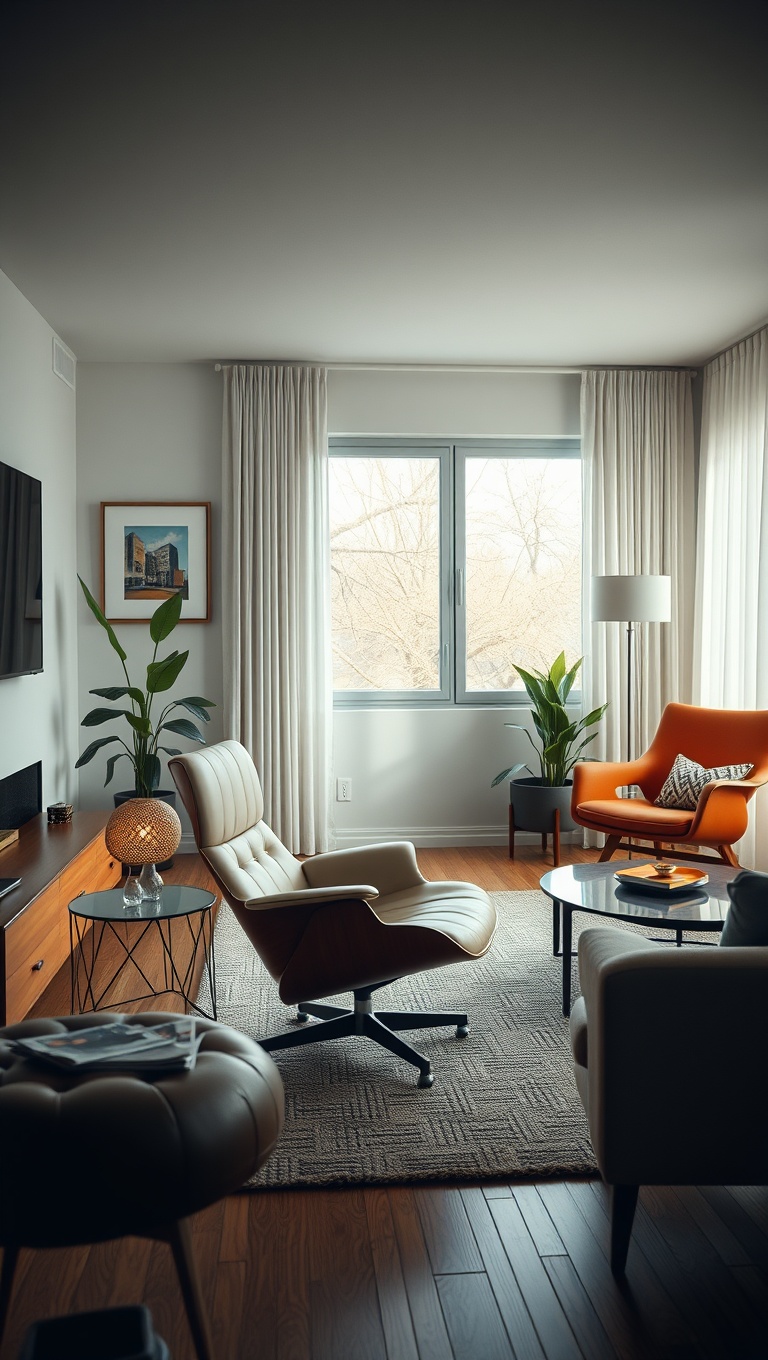 20 Stunning Ideas to Elevate Your Mid Century Modern Living Room - 12. Showcase an Iconic Eames Chair