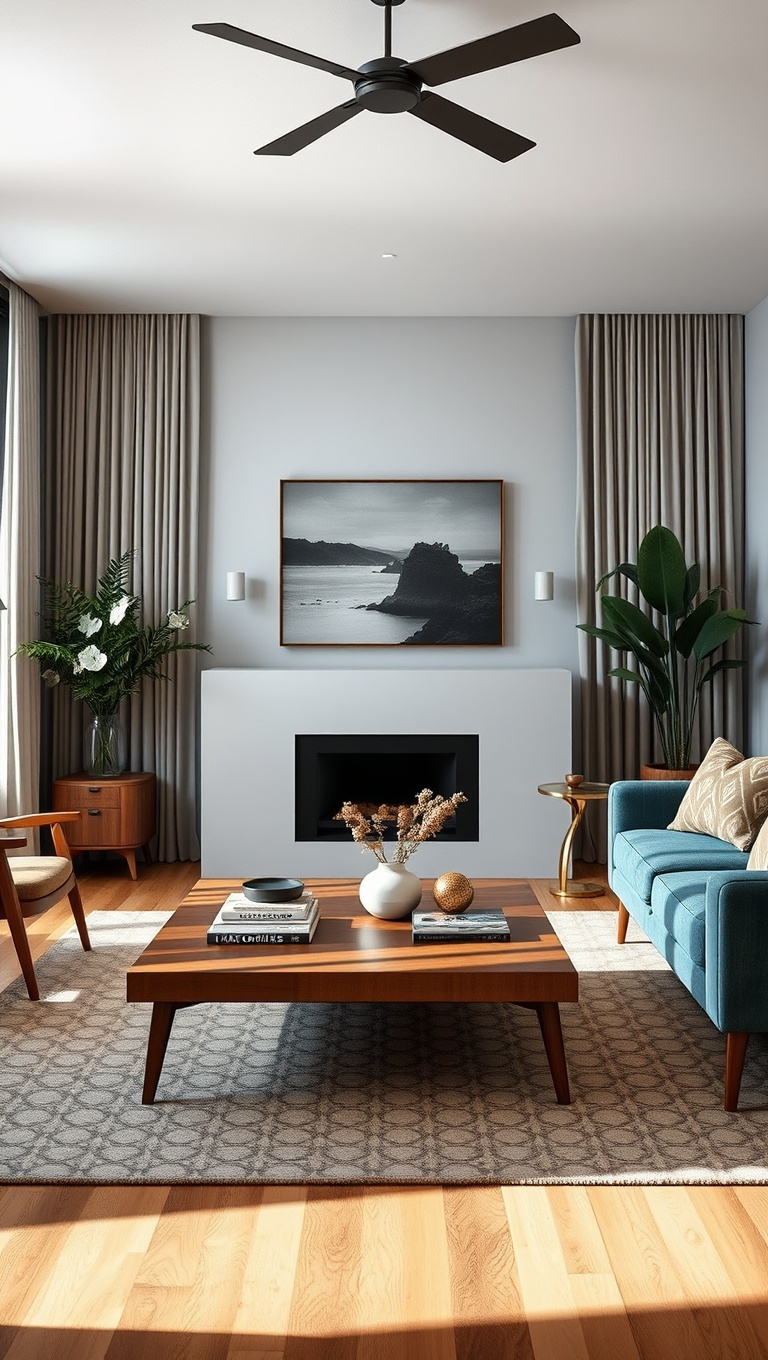 20 Stunning Ideas to Elevate Your Mid Century Modern Living Room - 8. Opt for a Low Profile Coffee Table