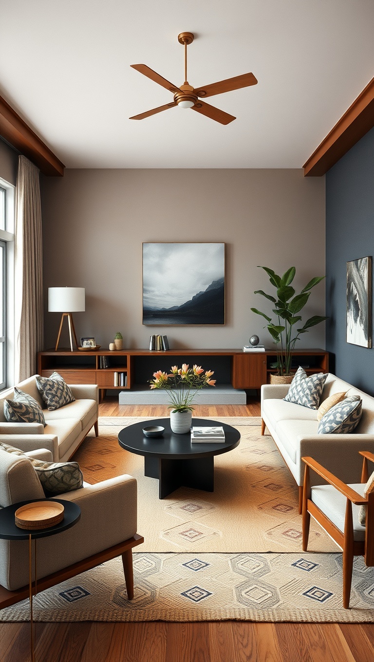 20 Stunning Ideas to Elevate Your Mid Century Modern Living Room - 3. Incorporate Geometric Patterns in Your Textiles