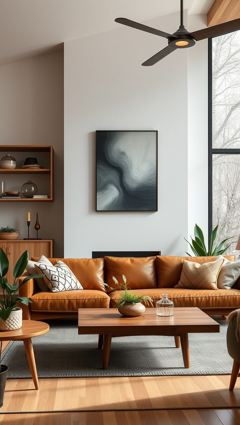 20 Stunning Ideas to Elevate Your Mid Century Modern Living Room - 4. Use Natural Wood for Warmth and Texture
