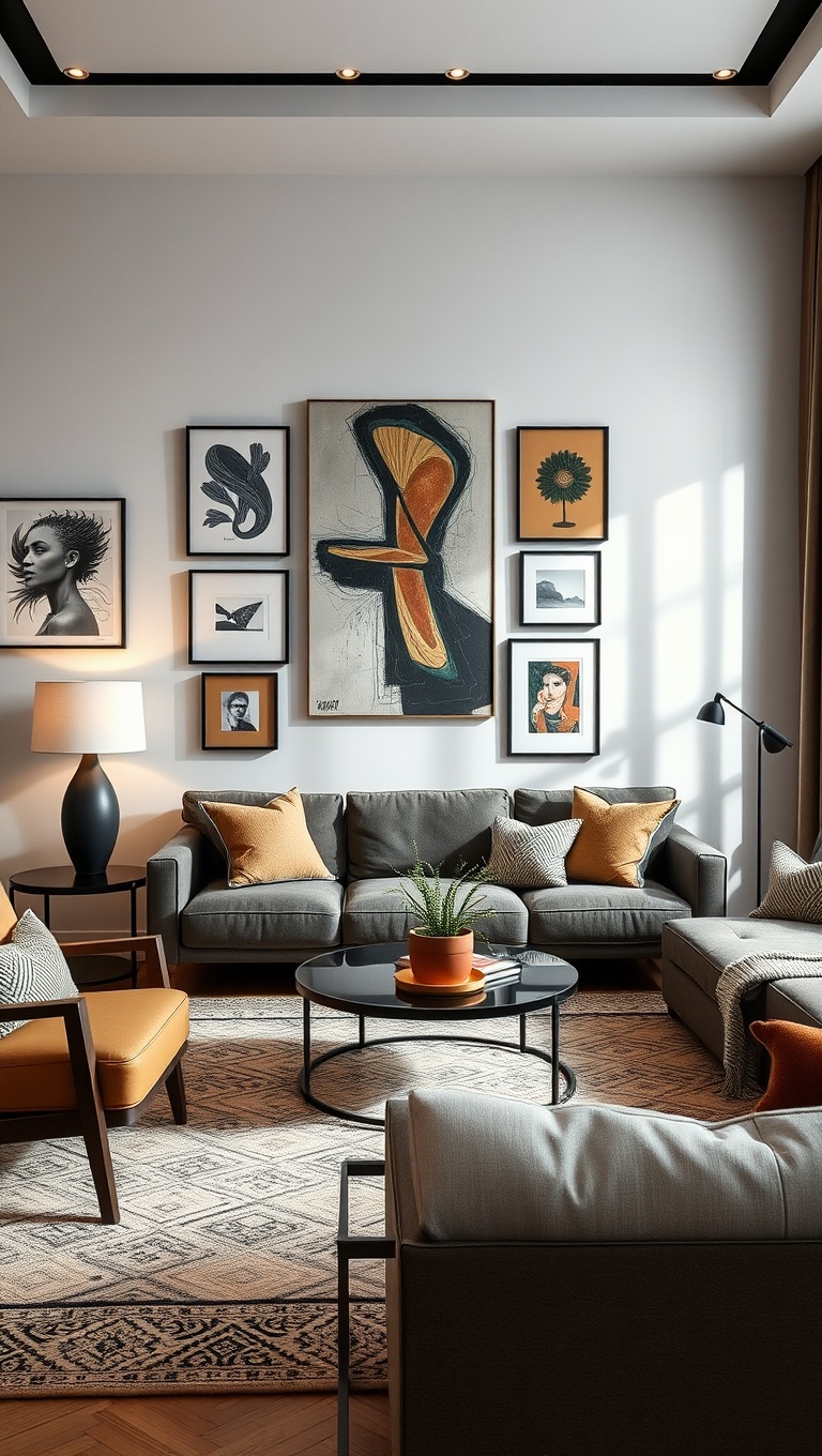 20 Modern Living Room Ideas to Inspire Your Dream Space - 19. Artistic Displays: Showcase Your Personality