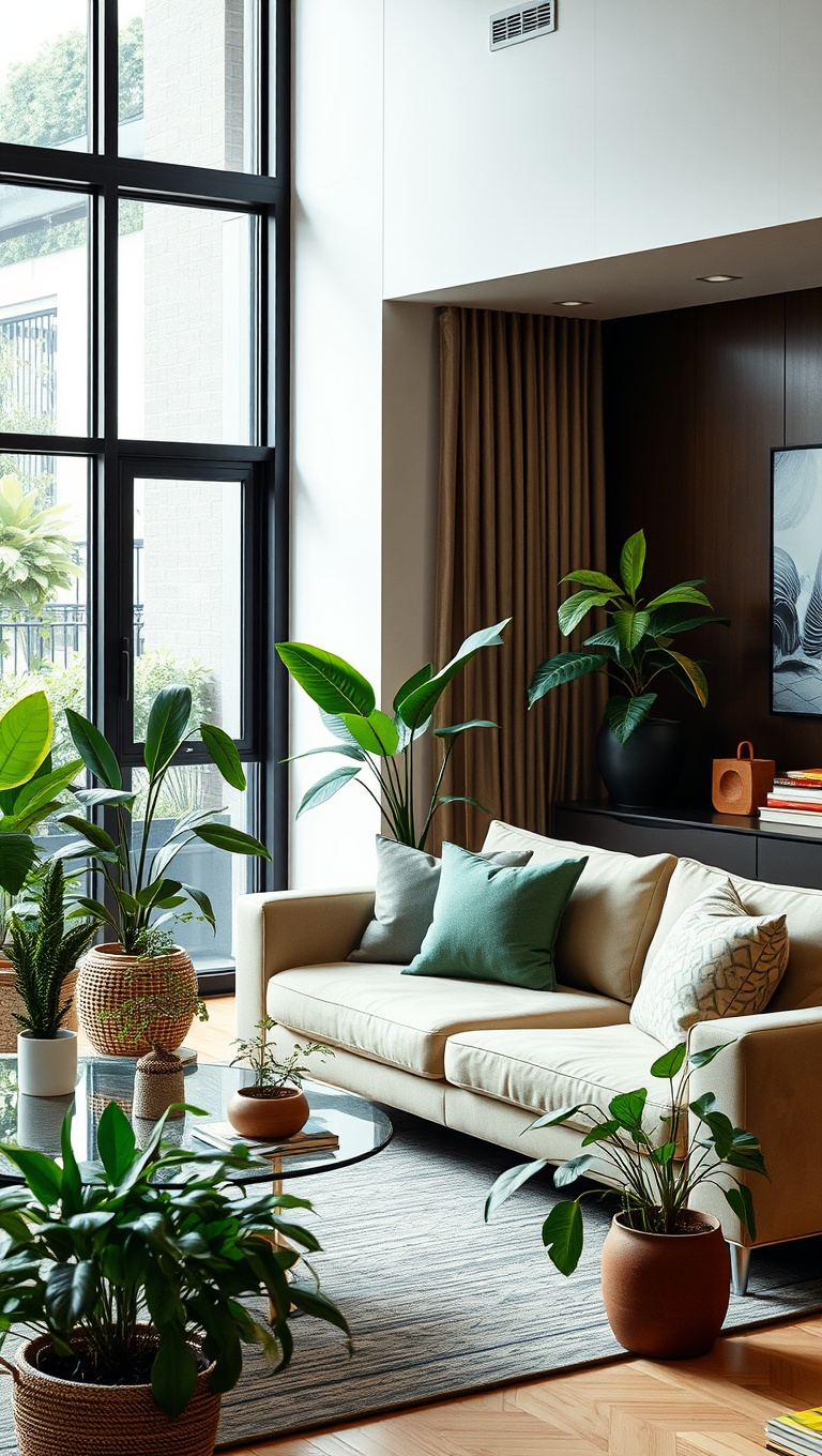 20 Modern Living Room Ideas to Inspire Your Dream Space - 12. Indoor Plants: Lush and Lively Vibes