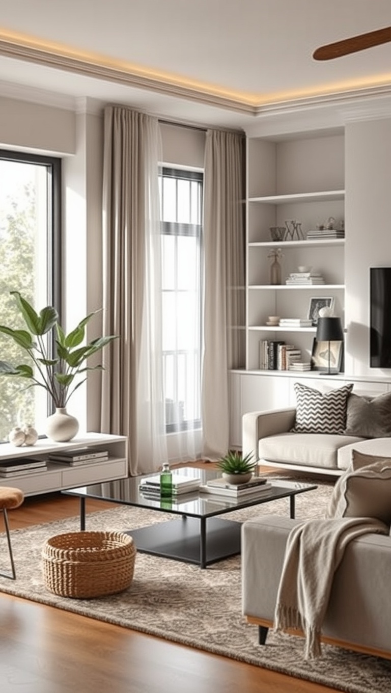 20 Modern Living Room Ideas to Inspire Your Dream Space - 11. Chic Storage Solutions: Declutter with Style