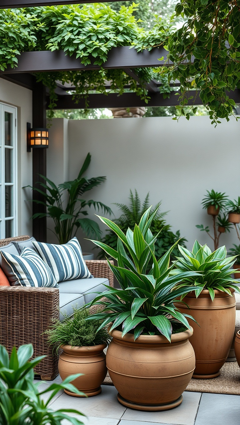 20 Stunning Ideas to Transform Your Outdoor Living Room - 4. Lush Greenery and Planters