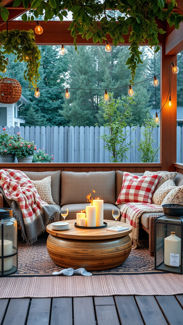 20 Stunning Ideas to Transform Your Outdoor Living Room - 19. Cozy Blankets for Chill Evenings